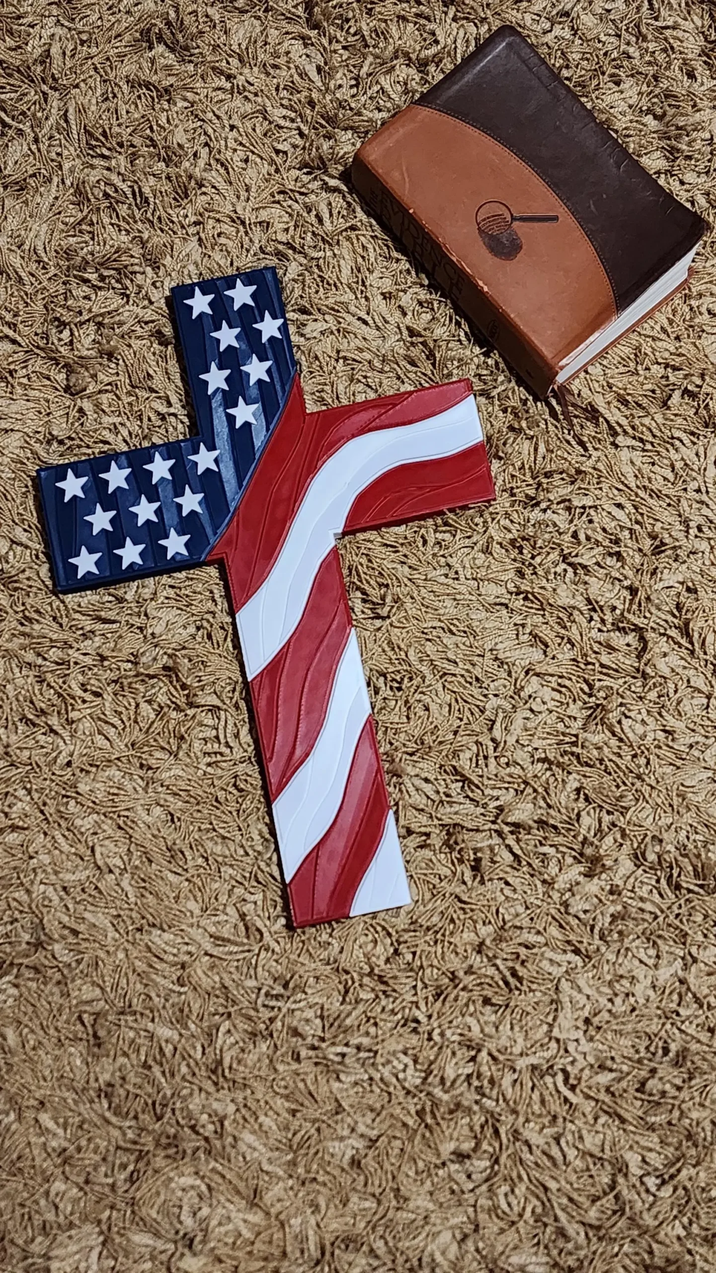 2 Foot American Flag Cross - Patriotic Christian 3D Printed Wall Art - Image 3